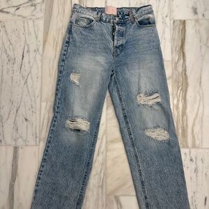 Revice distressed wide leg denim